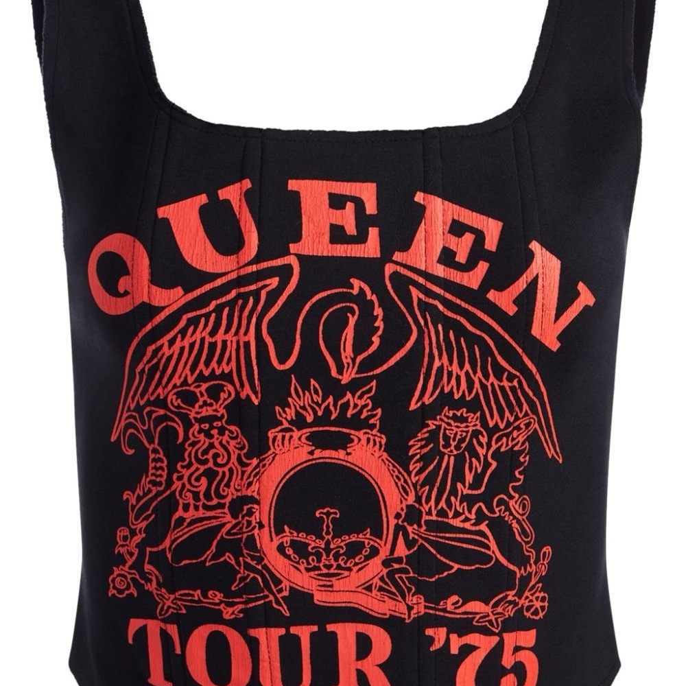 Alice + Olivia Black Red Graphic Bustier Tank Top